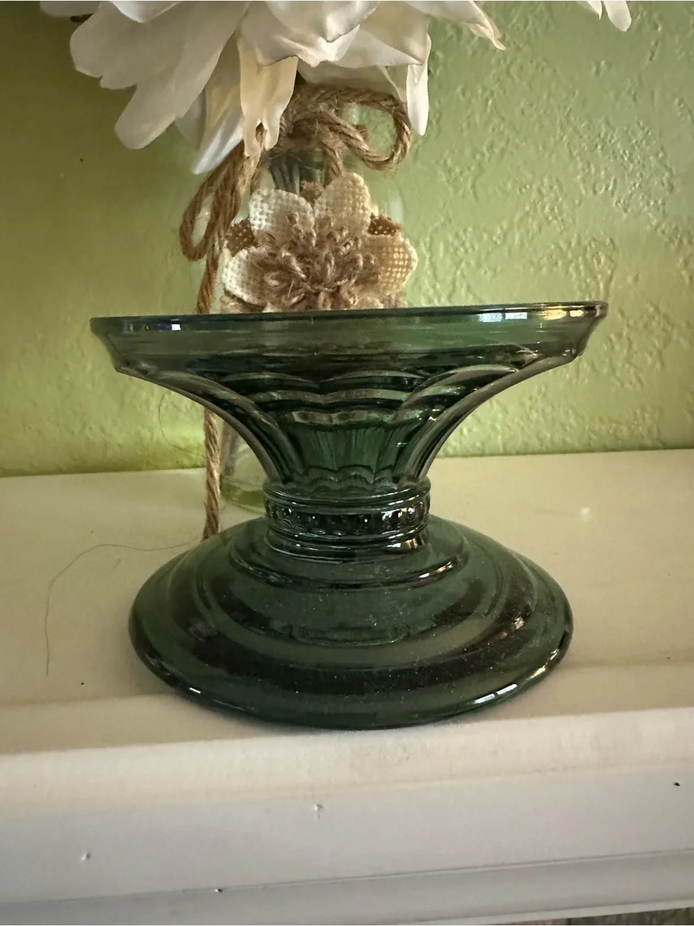 Bath & Body Works Dark Green Glass Pedestal Vase
